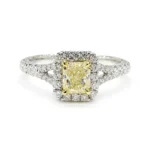 18K Solid Gold Radiant Lab Grown Yellow Diamond 1.24 Carat Cocktail Ring - Image 3