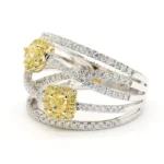 18K Solid Gold Pear Natural Yellow Diamond 1.16 Carat Cocktail Ring - Image 2