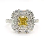 18K Solid Gold GIA Certified Natural Intense Yellow Radiant Diamond 2.54 Carat CTW Cocktail Ring