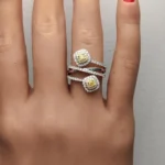 18K Solid Gold Cushion Natural Yellow Diamond 0.88 Carat Cocktail Ring - Image 5