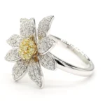 18K Solid Gold Round Natural Yellow Diamond 0.84 Carat Cocktail Ring - Image 2