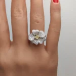 18K Solid Gold Cushion Lab Grown Yellow Diamond 1.31 Carat Cocktail Ring - Image 5