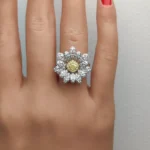 18K Solid Gold Cushion Lab Grown Yellow Diamond 1.23 Carat Cocktail Ring - Image 5