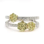 18K Solid Gold Round Natural Yellow Diamond 0.97 Carat Cocktail Ring