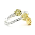 18K Solid Gold Round Natural Yellow Diamond 0.93 Carat Cocktail Ring - Image 4