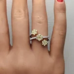 18K Solid Gold Round Natural Yellow Diamond 0.93 Carat Cocktail Ring - Image 5