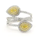 18K Solid Gold Pear Natural Yellow Diamond 1.31 Carat Cocktail Ring - Image 3