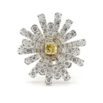 18K Solid Gold Cushion Natural Yellow Diamond 1.79 Carat Cocktail Ring