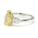 18K Solid Gold 2.31 Carat Pear Yellow Natural Diamond Cocktail Ring - Image 4