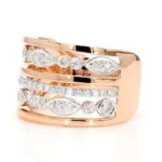 18K Solid Gold Round Natural Diamond 0.62 Carat Cocktail Ring - Image 2