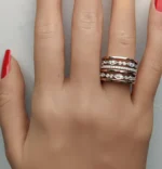 18K Solid Gold Round Natural Diamond 0.62 Carat Cocktail Ring - Image 5