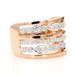 18K Solid Gold Round Natural Diamond 0.62 Carat Cocktail Ring - Image 4