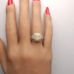 18K Solid Gold IGI Certified Lab Grown Yellow Cushion Diamond 3.05 Carat CTW Cocktail Ring - Image 5