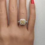 18K Solid Gold 1.54 Carat Radiant Yellow Lab Grown Diamond Cocktail Ring - Image 5