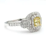 18K Solid Gold Cushion Natural Yellow Diamond 1.49 Carat Cocktail Ring - Image 4