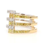 18K Solid Gold Radiant Natural Yellow Diamond 1.23 Carat Cocktail Ring - Image 2