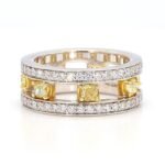 18K Solid Gold Radiant Natural Yellow Diamond 1.71 Carat Wedding Band