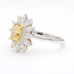 18K Solid Gold Oval Lab Grown Yellow & White Diamond 1.41 Carat Cocktail Ring - Image 2