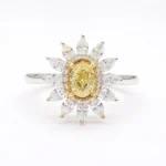 18K Solid Gold Oval Lab Grown Yellow & White Diamond 1.41 Carat Cocktail Ring - Image 3