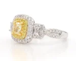 18K Solid Gold Cushion Lab Grown Yellow & Lab Grown Diamond 1.25 Carat Cocktail Ring - Image 2