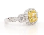 18K Solid Gold Cushion Lab Grown Yellow & Lab Grown Diamond 1.25 Carat Cocktail Ring - Image 4