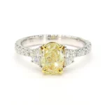 18K Solid Gold 2.42 Carat Oval Yellow Natural Diamond Cocktail Ring