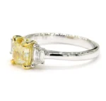 18K Solid Gold 1.92 Carat Cushion Yellow Natural Diamond Cocktail Ring - Image 4