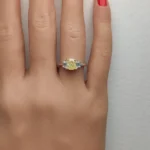 18K Solid Gold 1.92 Carat Cushion Yellow Natural Diamond Cocktail Ring - Image 5