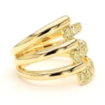18K Solid Gold Round Lab Grown Yellow Diamond 0.93 Carat Cocktail Ring - Image 4