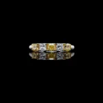 18K Solid Gold Cushion Lab Grown Yellow Diamond 1.04 Carat Cocktail Band - Image 2
