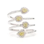 18K Solid Gold Round Lab Grown Yellow Diamond 0.65 Carat Cocktail Band