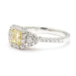 18K Solid Gold Radiant Natural Yellow Diamond 0.98 Carat Cocktail Ring - Image 2