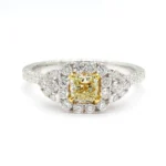18K Solid Gold Radiant Natural Yellow Diamond 0.98 Carat Cocktail Ring - Image 3