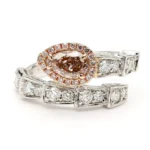 18K Solid Gold IGI Certified Lab Grown Fancy Pinkish Brown Pear Diamond 1.63 Carat CTW Cocktail Ring