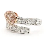 18K Solid Gold IGI Certified Lab Grown Fancy Pinkish Brown Pear Diamond 1.63 Carat CTW Cocktail Ring - Image 4