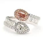 18K Solid Gold IGI Certified Lab Grown Fancy Orangy Pink Oval Diamond 2.32 Carat CTW Cocktail Ring - Image 3