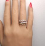 18K Solid Gold Round Lab Grown Pink Diamond 0.95 Carat Cocktail Ring - Image 5