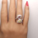 18K Solid Gold GIA Certified Natural Fancy Brownish Purplish Pink Pear Diamond 1.81 Carat CTW Ring - Image 5