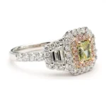 18K Solid Gold IGI Certified Lab Grown Fancy Green-Yellow Radiant Diamond 1.81 Carat CTW Ring - Image 2