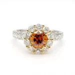 18K Solid Gold GIA Certified Natural Fancy Deep Brown-Orange Round Diamond 2.26 Carat CTW Ring