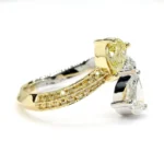 18K Solid Gold Pear Natural Fancy Light Yellow Diamond 1.24 Carat Ring - Image 4
