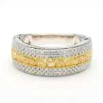 18K Solid Gold Cushion Natural Yellow Diamond 1.95 Carat Cocktail Ring - Image 4