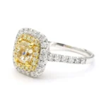18K Solid Gold 1.95 Carat Cushion Yellow Natural Diamond Cocktail Ring - Image 4