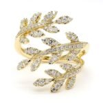 Lab Grown White Round Diamond 0.82 Carat 18K Solid Gold Cocktail Ring