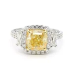 GIA Certified Natural Yellow Cushion Diamond 4.05 Carat 18k Solid Gold Cocktail Ring - Image 3