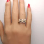 Natural Yellow Oval Diamond 2.13 Carat 18k Solid Gold 3-Stone Cocktail Ring - Image 5