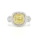 18K Solid Gold Cushion Lab Grown Yellow Diamond 1.45 Carat Cocktail Ring - Image 3