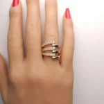 18K Solid Gold Round Lab Grown Yellow Diamond 0.93 Carat Cocktail Ring - Image 5