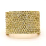 18K Solid Gold 2.23 Carat Round Yellow Lab Grown Diamond Cocktail Ring - Image 3