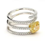18K Solid Gold Cushion Lab Grown Yellow Diamond 1.09 Carat Cocktail Ring - Image 4